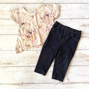 Old Navy 12-18m Floral Print Flower Shirt Outfit Set Jeggings Leggings 12m 18m